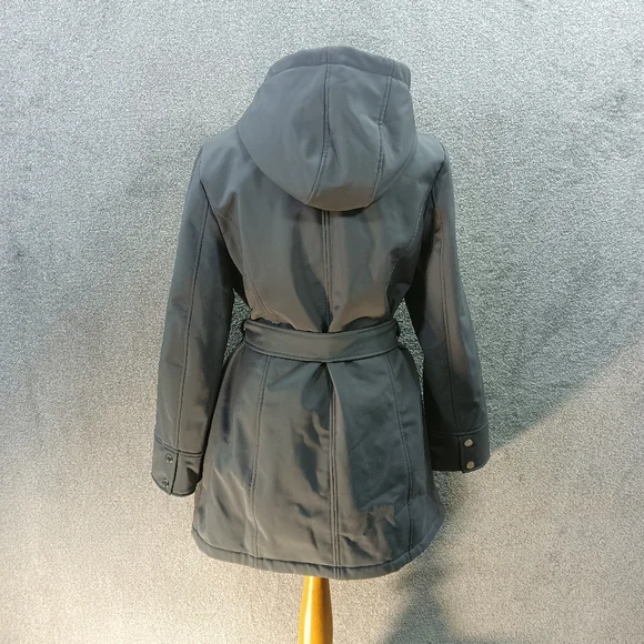 MICHAEL KORS SILVER GREY COAT PREMIUM TIE BELTED LONGLINE RAINCOAT THICK UK L - Picture 2 of 6